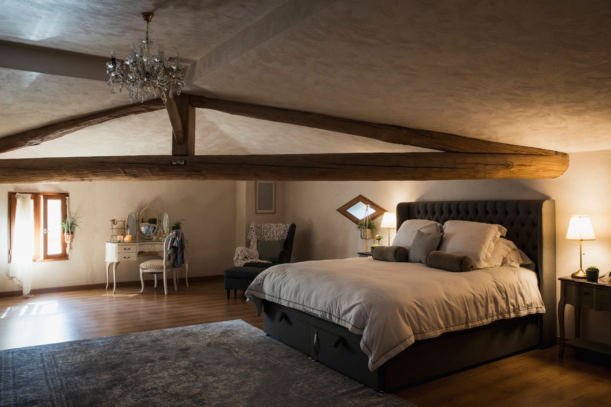 Elegant bedroom with fine painted finishes