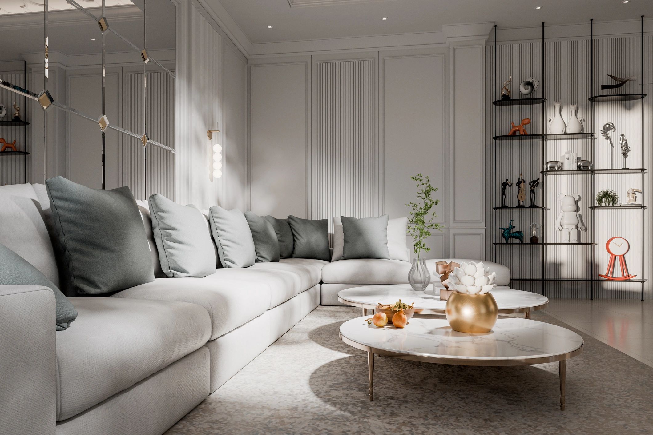 Elegant interior showcasing finished wall surfaces