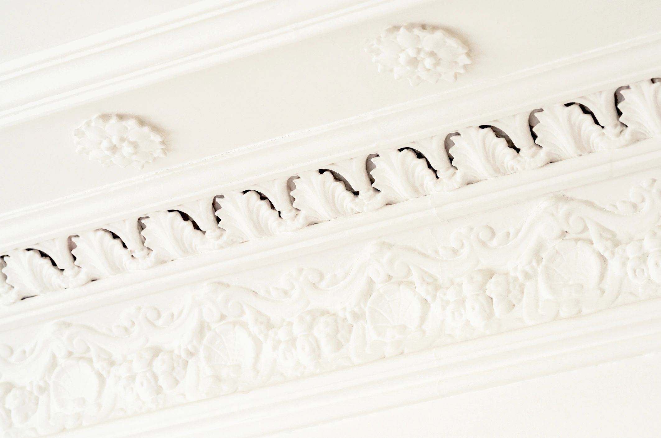 Close-up of artisan plaster molding detail